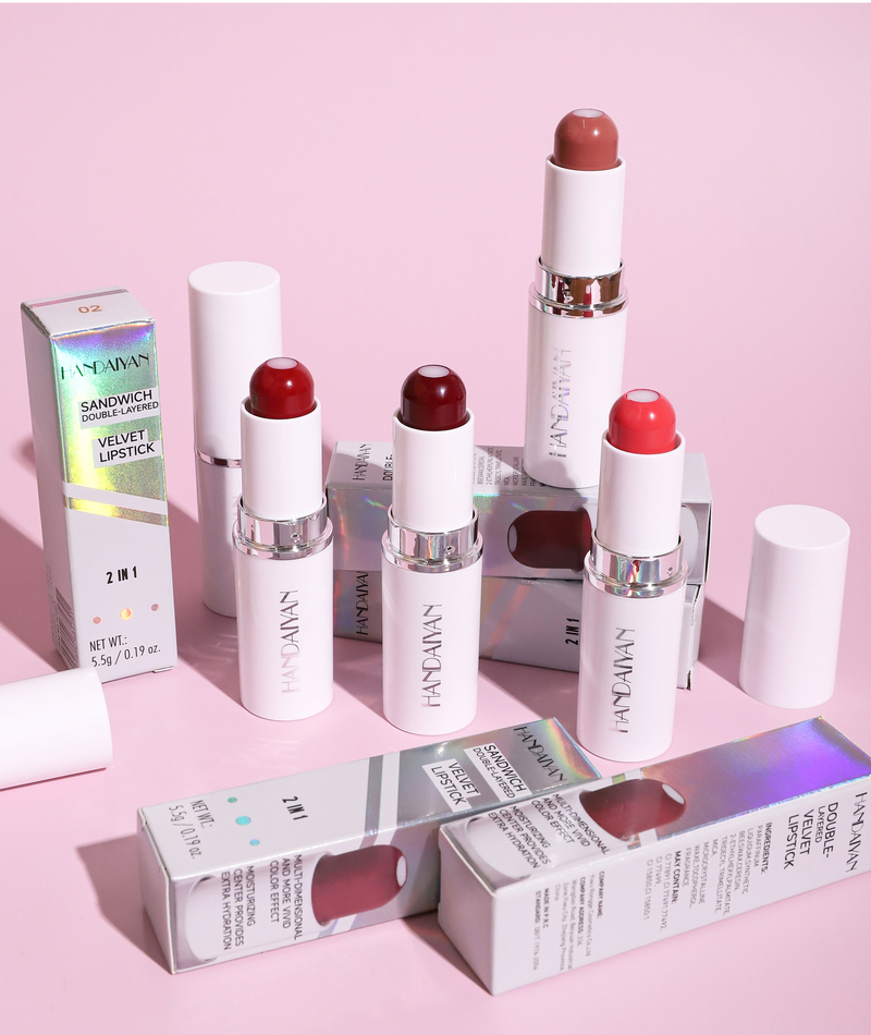 HANDAIYAN 2 - In - 1 Lipstick - Matte, Moisturizing & Nourishing, 8 - Color Heart - Shaped Lip Balm_voghion.com