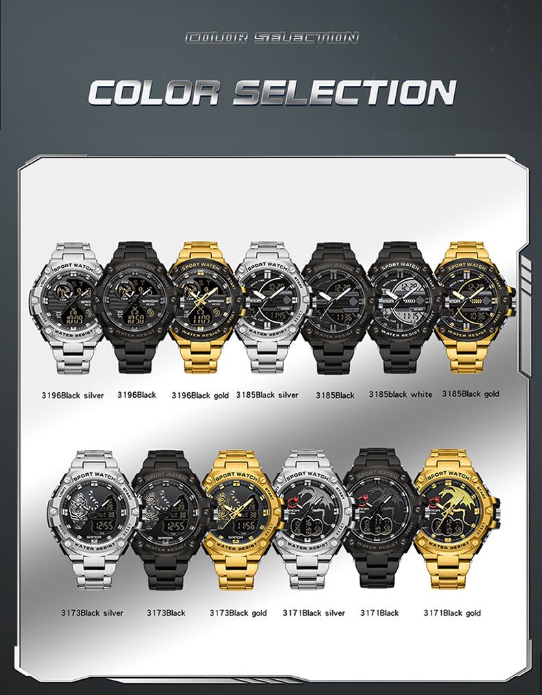 Men's Multifunctional Digital Analog Watch With Stainless Steel Band, Waterproof, Alarm, Calendar & Luminous Display Sports Men's Watch_voghion.com