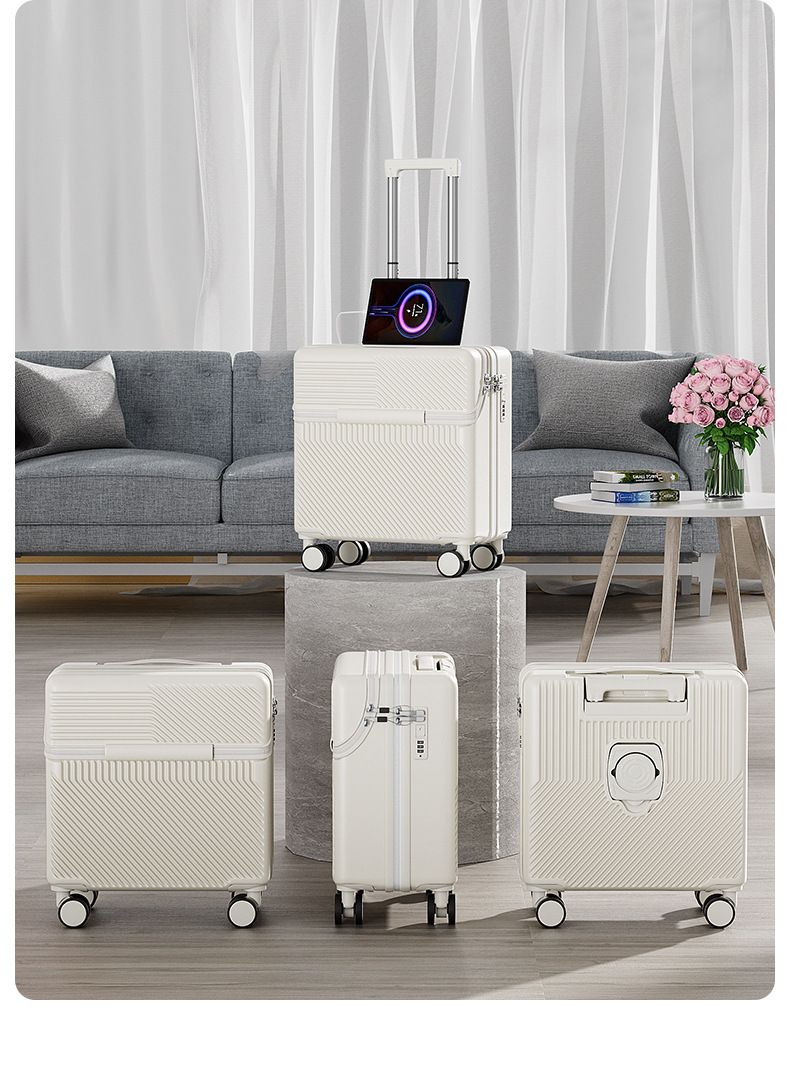 Halboffener Deckel, horizontaler Bordkoffer mit hohem Profil, 18 Zoll leiser Reisegepäck-Trolley mit Universalrädern_voghion.com