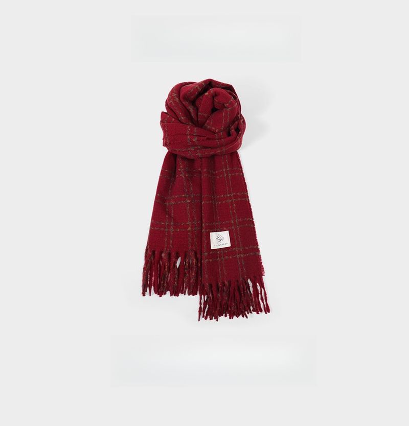 GOLDARTIST Sciarpa rossa Ankara da donna Borgogna 2025 Nuova sciarpa invernale Scialle atmosfera coreana_voghion.com