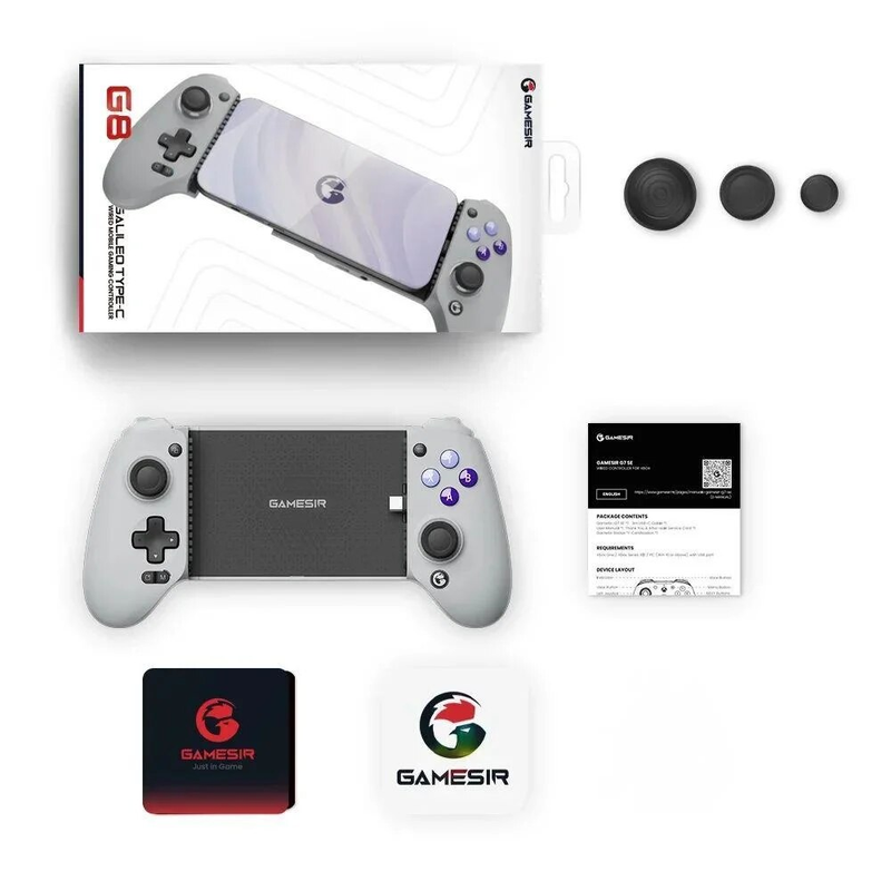 GaSir G8 Galileo mobilusis valdiklis Type C Gapad su Hall Effect Stick, skirtas iPhone 15 Android PS Remote Play Cloud_voghion.com