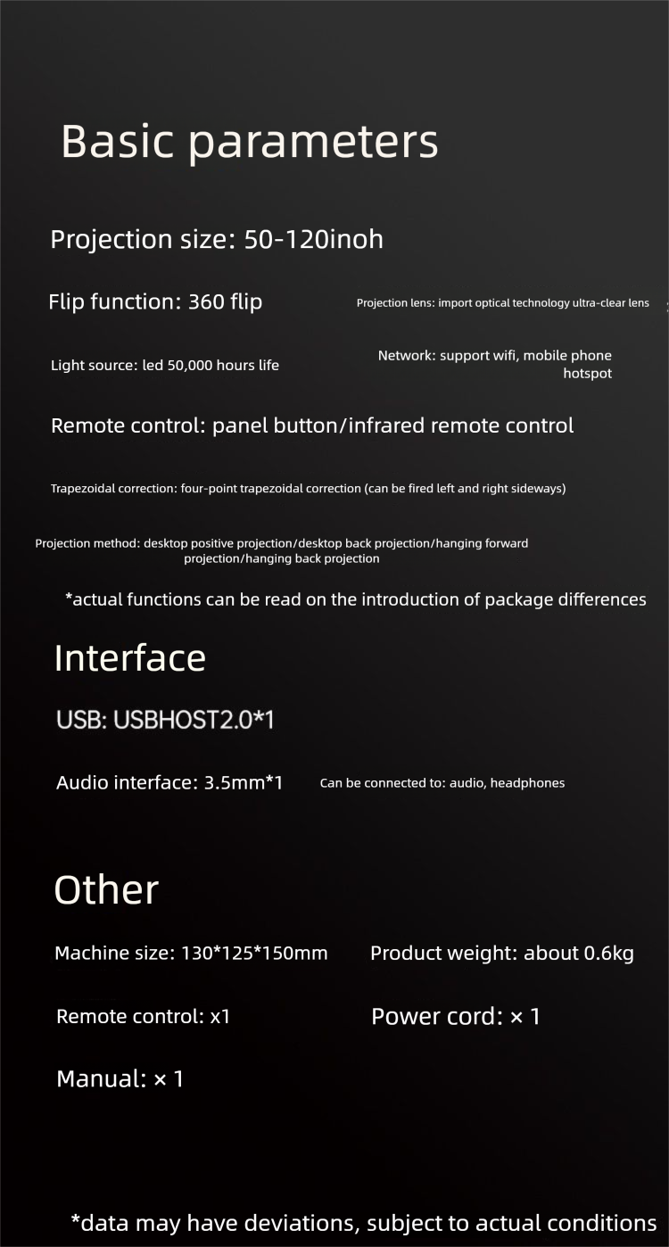 New Ultra HD For Home Room Student Dormitory Smartphone Screen Casting Projector With Android Built-in_voghion.com