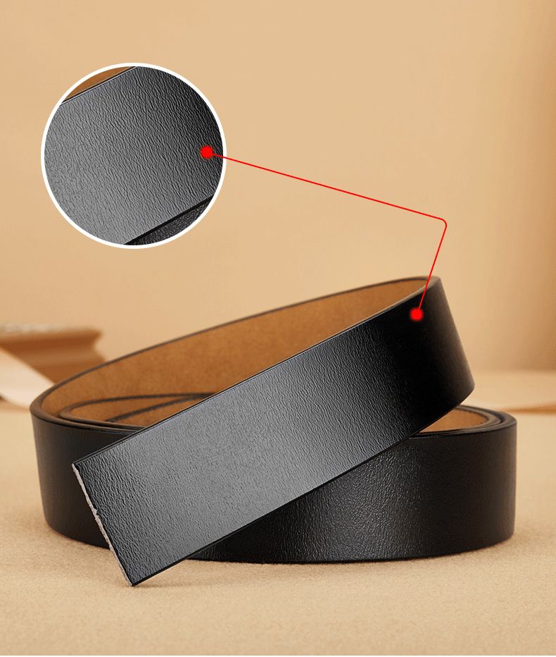 HOT No 3.5cm Width Genuine Leather Belt Straps Without Automatic Buckle Waist Belts Black Brown Plus Size 130 140 150cm_voghion.com