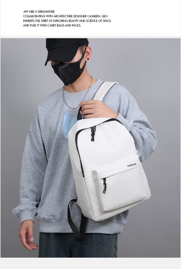 Zaino minimalista a tinta unita per la scuola e i viaggi - Zaino unisex leggero e resistente con scomparto per laptop (15 pollici)_voghion.com