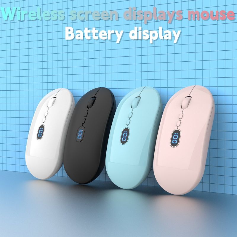 New USB With Screen Power Display Wireless Dual Mode Bluetooth Rechargeable Laptop Office Silent Mouse_voghion.com