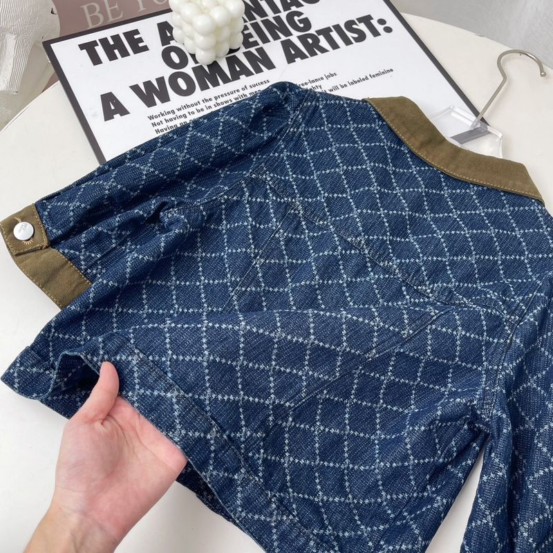Conjunto de dos piezas de falda de abrigo corto de mezclilla estilo fragancia pequeña a la moda para mujer_voghion.com