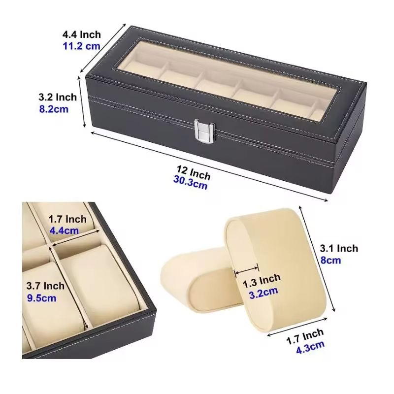Hot Rea PU Läder Display Förvaring Collection Organizer Klocklåda För Män Klocka Vitrine Med Glas Top Watch Förvaringslåda_voghion.com