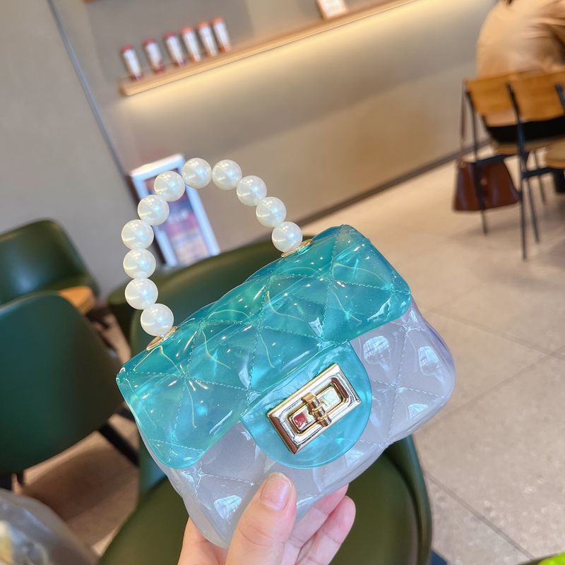 Sac d'été transparent en PVC, mini sac carré à main avec perles, sac à bandoulière simple pour femme_voghion.com