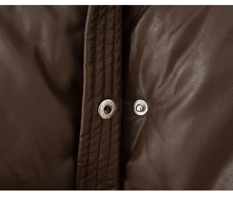 Damen-Pufferjacke aus PU-Leder mit gestepptem Design, kurzer Wintermantel, leichte, warme Oberbekleidung für Streetwear-Mode_voghion.com