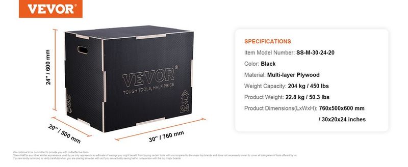 VEVOR 3 In 1 Plyometric Jump Box, 30/24/20 Inch Wooden Plyo Box, Platform & Jumping Agility Box, Anti-Slip Fitness Exercise Step Up Box For Home Gym Training, Conditioning Strength Training, Black_voghion.com