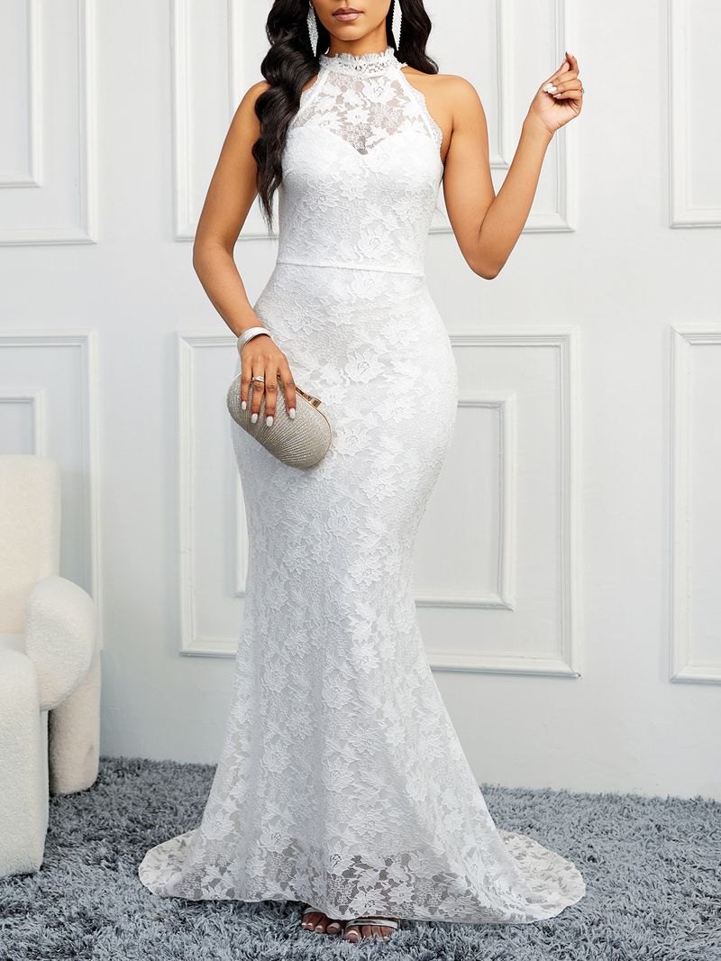 Women’s Clothing spring backless new style solid color trailing elegant slim party women's evening dress_voghion.com