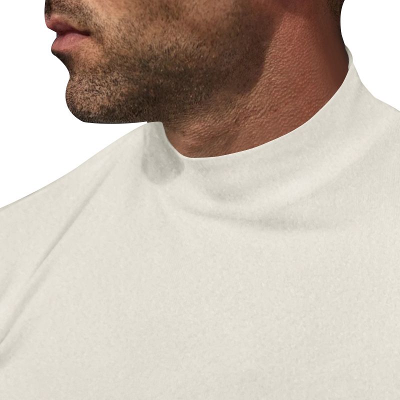 Maglione da uomo in misto lana tedesca – Pullover leggero a collo medio (cachi/nero/bianco, XS-XXXL)_voghion.com