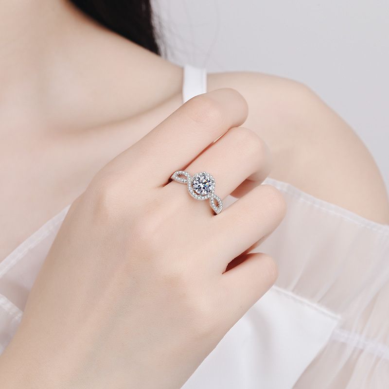 Tancise Moissanite Anello 0.5/1CT Anelli di diamanti brillanti per le donne Ragazze Promessa di nozze Regalo Gioielli in argento sterling_voghion.com