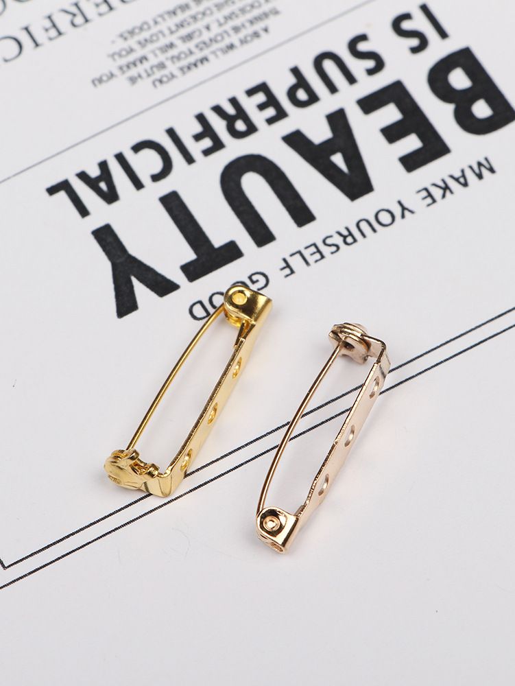 2.5CM-3.8CM Copper Iron Metal Safety Pin With Lock Buckle Brooch_voghion.com