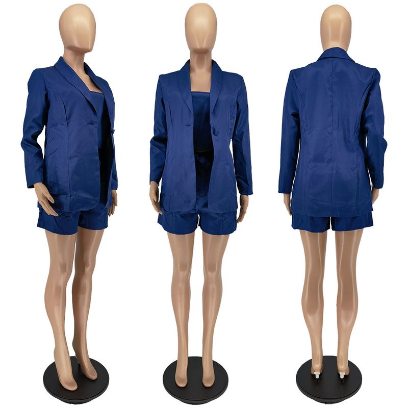 Damenbekleidung Sommermode Neue einfarbige Spitze Kleiner Anzug Dreiteiliger Anzug_voghion.com