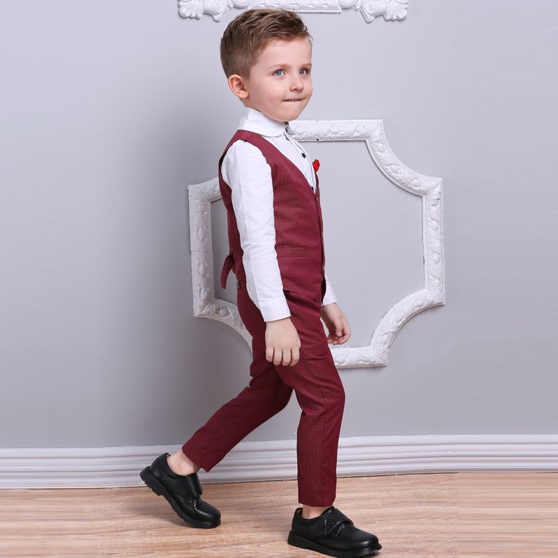 Costume gilet et pantalon en coton pour hommes, beau et à la mode, ensemble trois pièces pour vêtements de performance à la maternelle, nouvelle collection_voghion.com