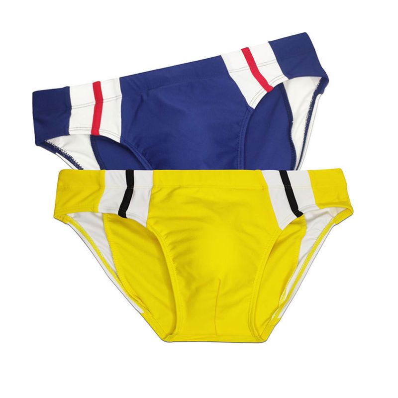 UXH Herren-Badehose im schlichten Farbblock-Stil, modisch, sexy, zum Schwimmen, Bräunen, körperformend, dreieckiger Slip für Männer_voghion.com
