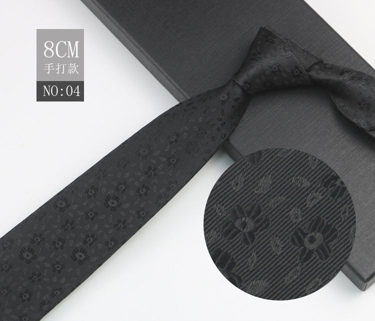 Black Patterned For Men Business Gentleman Shirt Professional Formal High-end Jacquard 8cm Striped Hand-tied Tie_voghion.com