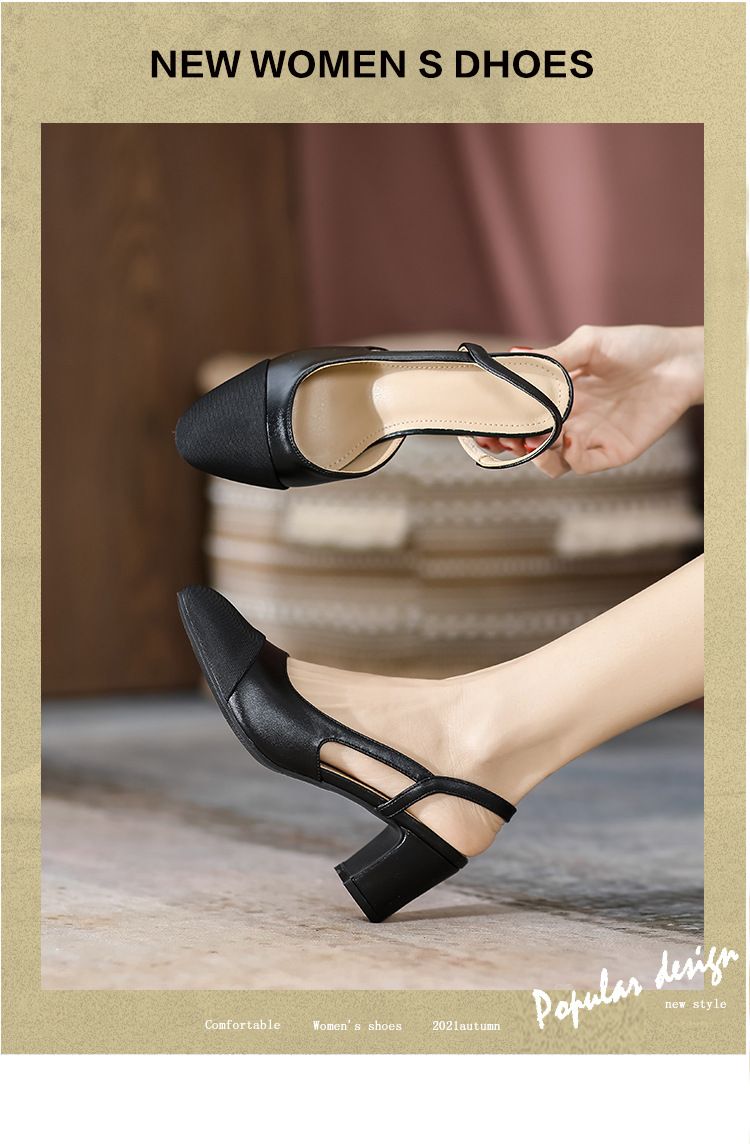 Baotou sandals women's thick heel hundred match fairy with students flat simple small fragrant high heels_voghion.com