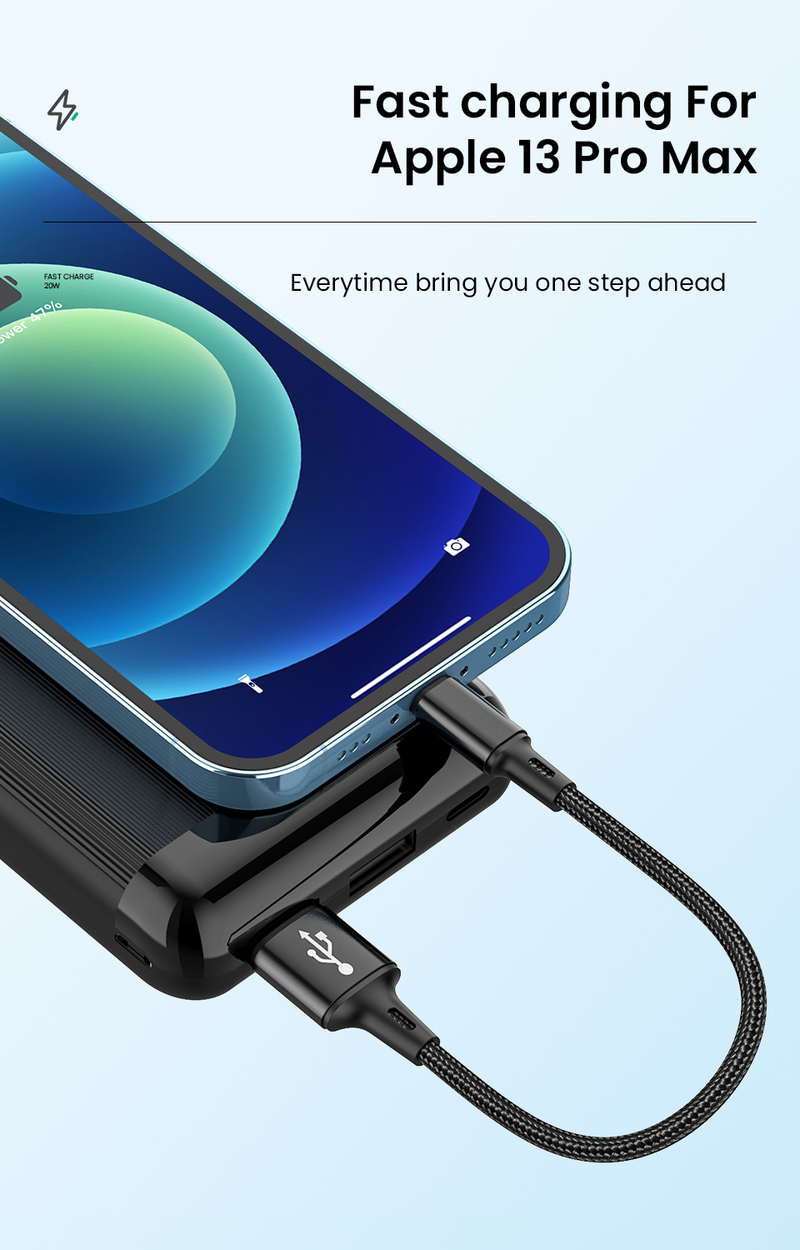 Portable 25cm USB data cable USB A to 8-pin 2.4A fast charging Kable secure TPE mobile phone charging short ca_voghion.com