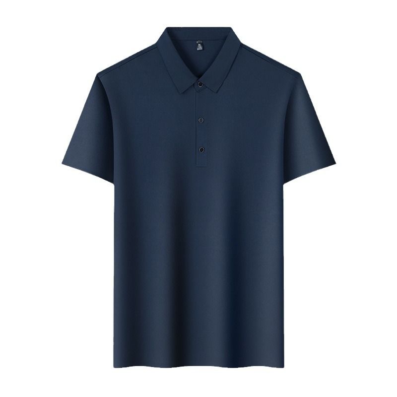 2024 Summer New Ice Silk Short sleeved Polo Shirt Business Casual Dress No Iron High end Men's Solid Color Generation_voghion.com