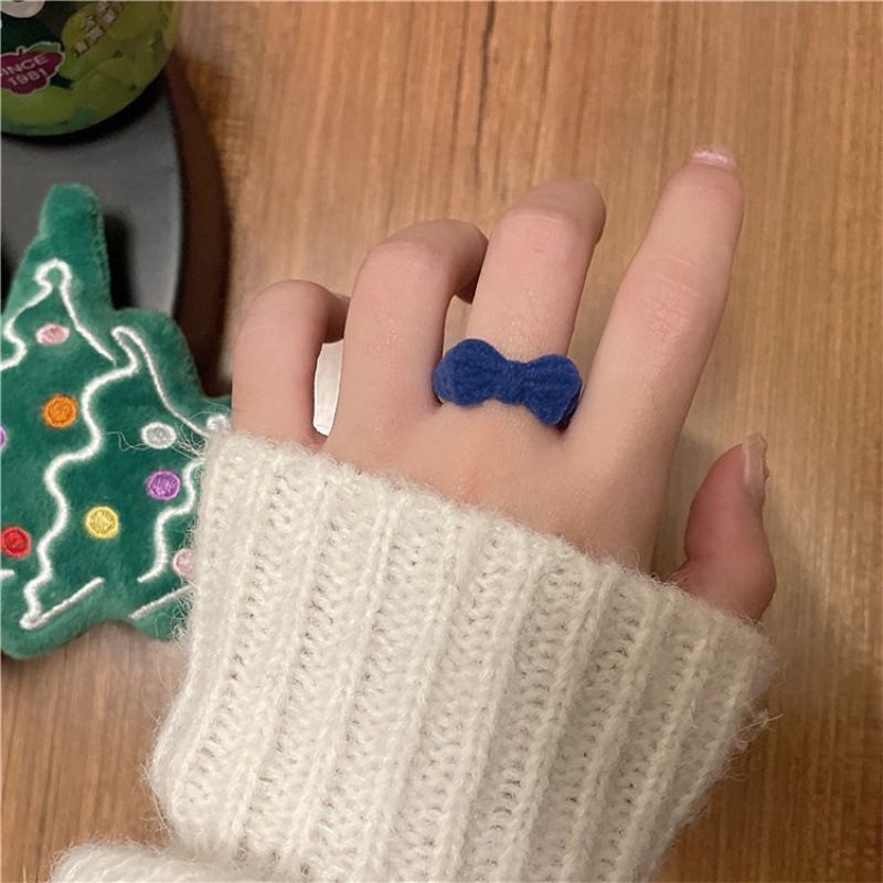Mode schattige beer open voor vrouwen cking beren ringen meisjes verstelbare cartoon handgemaakte pluche strik vinger ring sieraden cadeau_voghion.com