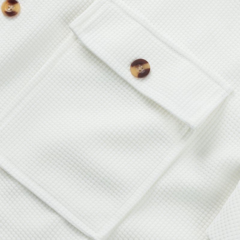 Ensemble deux pièces pour homme, chemise à manches courtes et short, couleur unie, gaufré, nouvelle collection été_voghion.com
