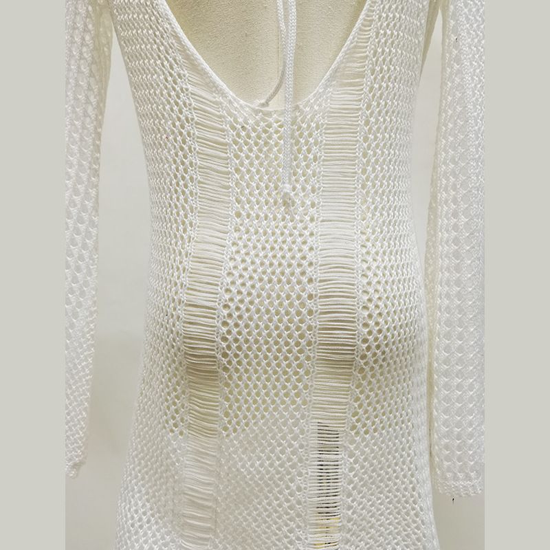 Vêtements pour femmes, haut de protection solaire en tricot creux, cache-maillot de plage en tricot de dentelle, cache-maillot de bain en crochet transparent, coupe ample et sexy, haut de maillot de bain de protection solaire_voghion.com