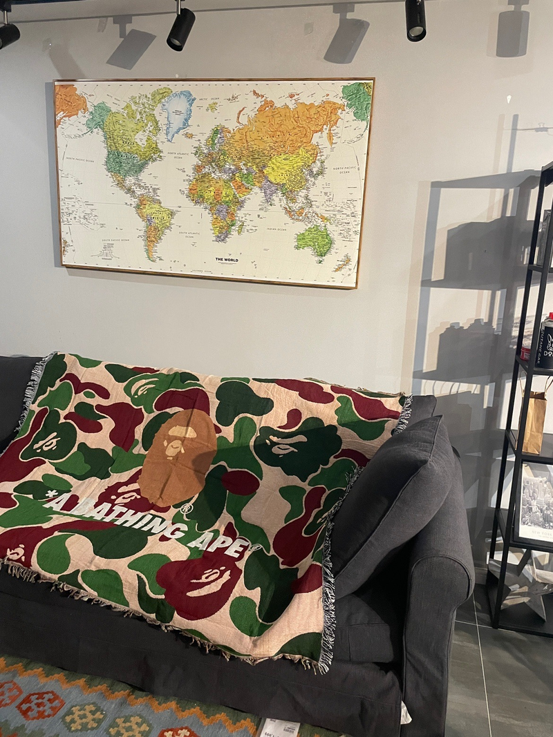 A Bathing Ape Japoński modny koc na sofę gracza Koc kempingowy 40% bawełna 60% poliester_voghion.com
