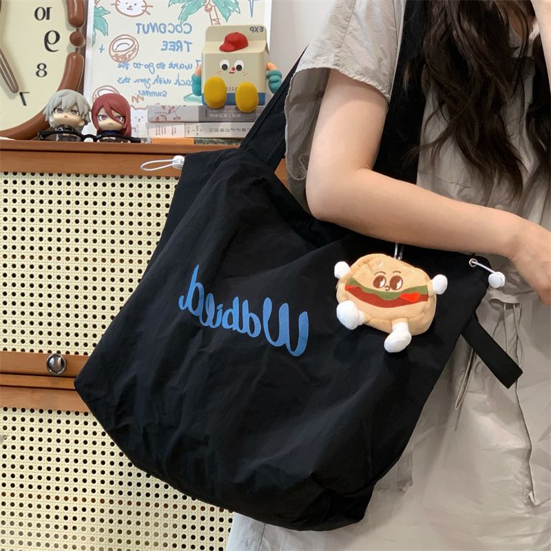 Borsa a tracolla comoda per donna, nuova borsa a mano leggera in tela con coulisse, grande capacità_voghion.com