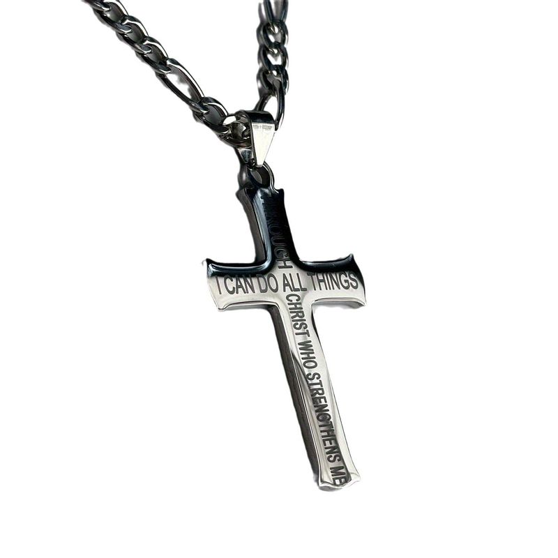 Collana con ciondolo a forma di croce con lettera, accessori fai da te in acciaio inossidabile_voghion.com
