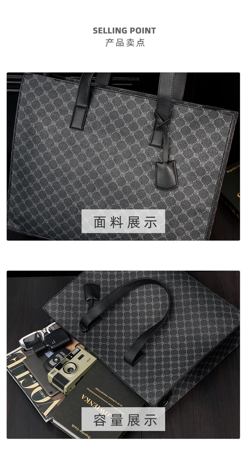 Handtasche mit horizontalem Muster, koreanische Version, Herren-Trend-Schulter, vielseitige Umhängetasche, Computertasche_voghion.com