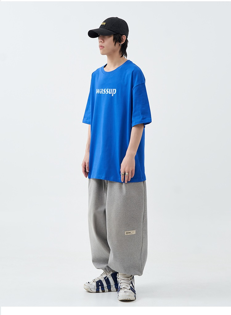 WASSUP HEODS Hip-Hop-Sommer-T-Shirt aus reiner Baumwolle, 280 g schwer, kurzärmelig für Herren_voghion.com