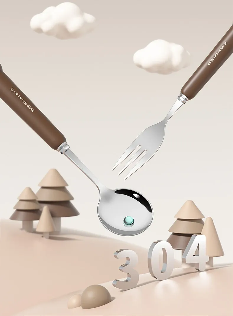 Besteckset Bär & Kaninchen - Edelstahl 304_voghion.com