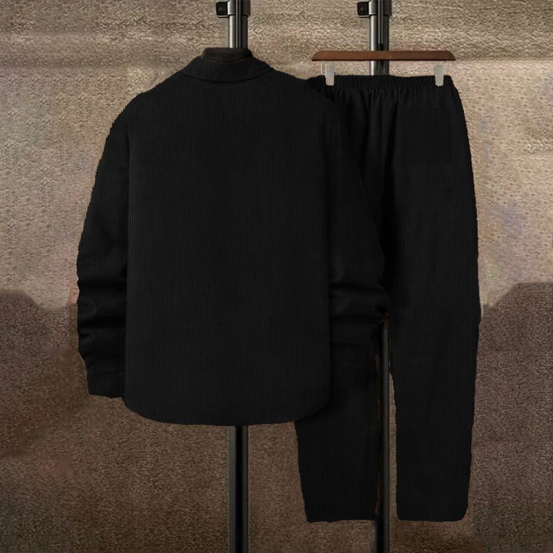 Men's Clothing Men's Corduroy Casual Suit Set - Stylish & Comfortable Slim Fit Jacket & Pants Outfit For Everyday Wear Corduroy Casual Suit Set_voghion.com