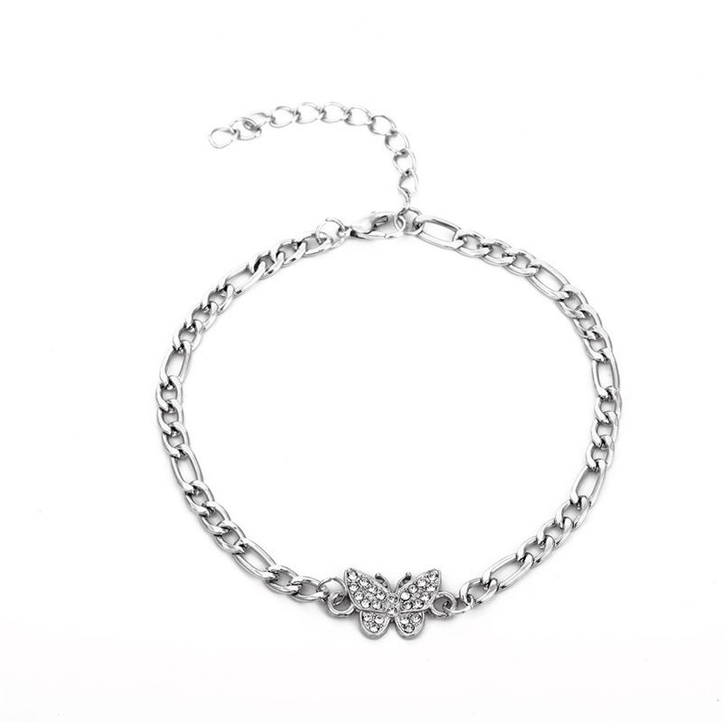 Minimalistisches, diamantbesetztes Schmetterlings-Fußkettchen, Sommer-Nischenmode, kaltes Stildesign, einzigartiger Fußschmuck für Frauen_voghion.com