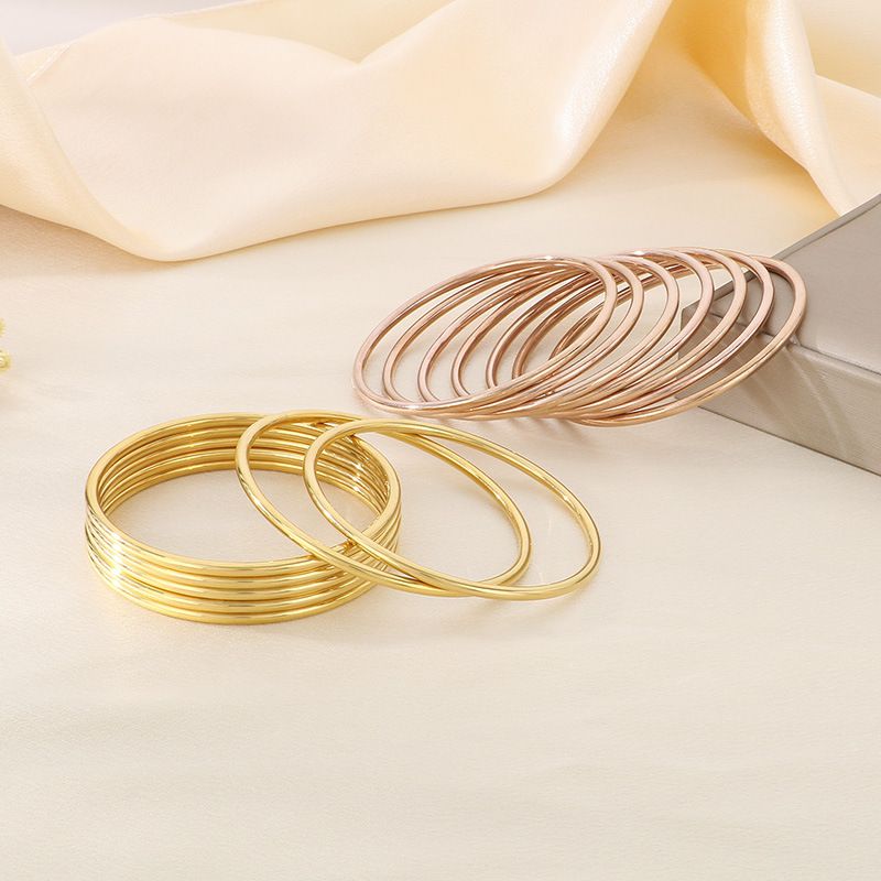 Modeschmuck Temperamt Beliebte Multi Layer Stacking Coil Vergoldet 3mm Plain Ring Titan Stahl Armband Für_voghion.com