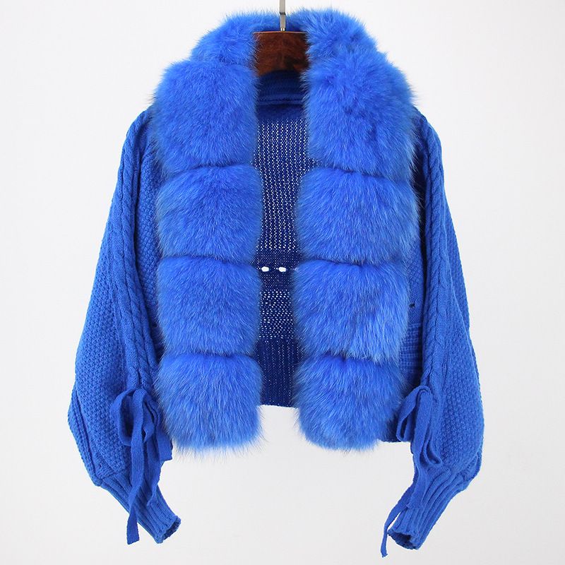 Damenbekleidung 2024 Frühling Damenoberteile High-End-Frühling Echtfuchspelz vorne Strickjacke Gestrickte Damen Frühling und Herbst Klein_voghion.com