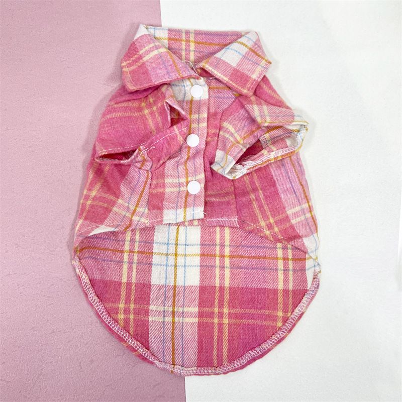 Vestiti per animali domestici Teddy Pomerania Cani di piccola e media taglia Versatile Plaid Gatto Comoda camicia_voghion.com