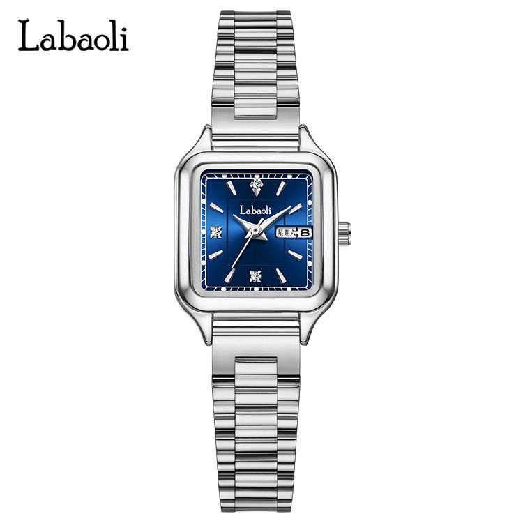 Labaoli Square Small Dial Steel Band Women's Watch With Day Date Display In Chinese And English_voghion.com