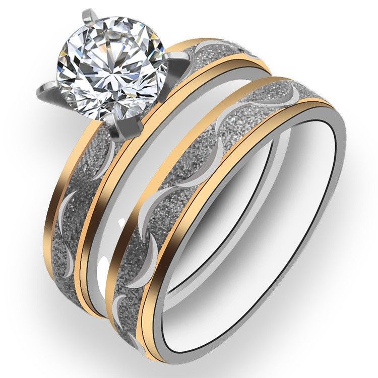 Titan-Partnerringe mit farbechtem Design, Edelstahl, graviert, matt, vielseitig, für Damen_voghion.com