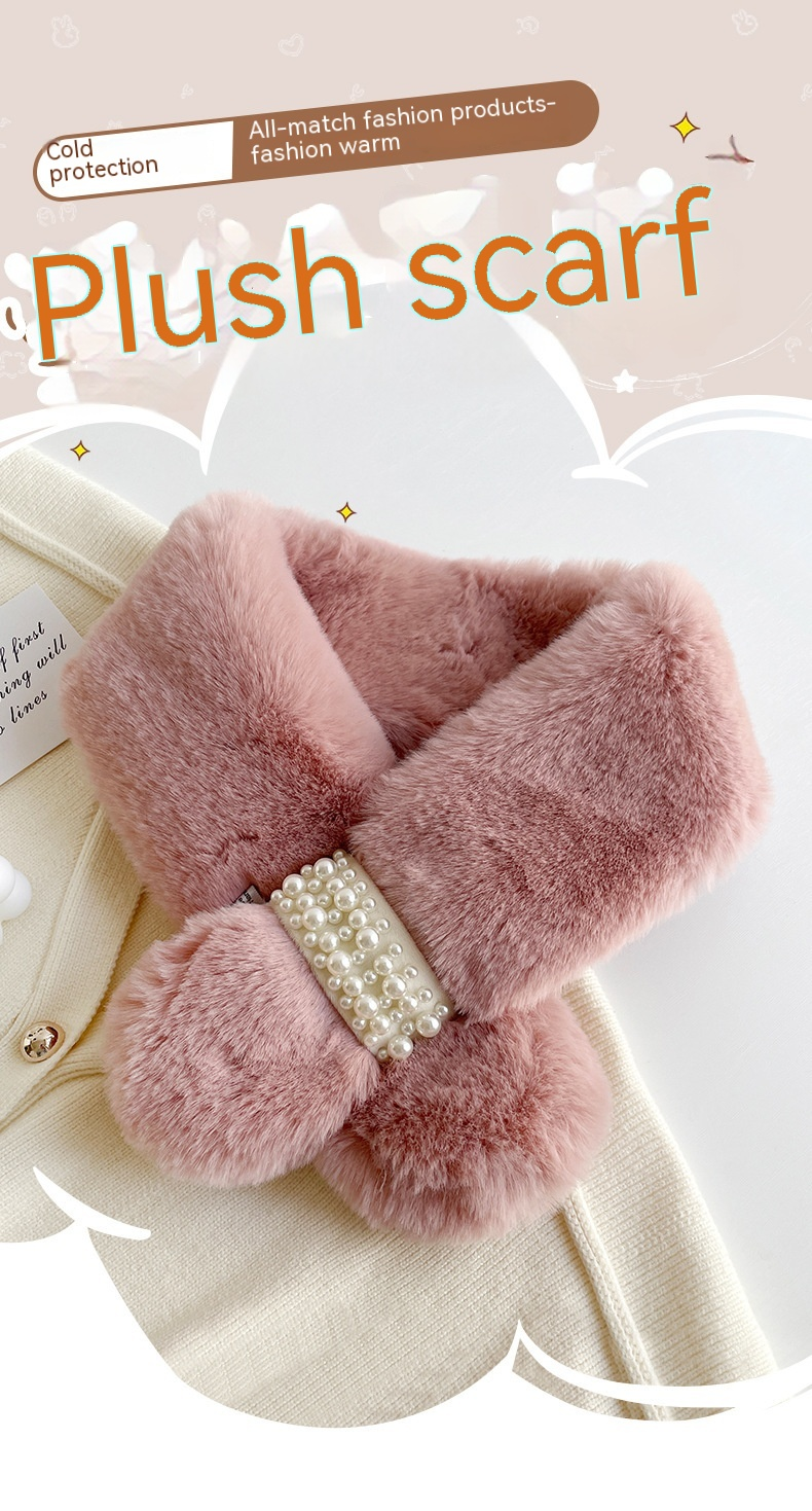 Versione coreana della sciarpa invernale in peluche a doppia faccia con coniglio di lontra, caldo scialle copricollo in pelliccia da donna_voghion.com