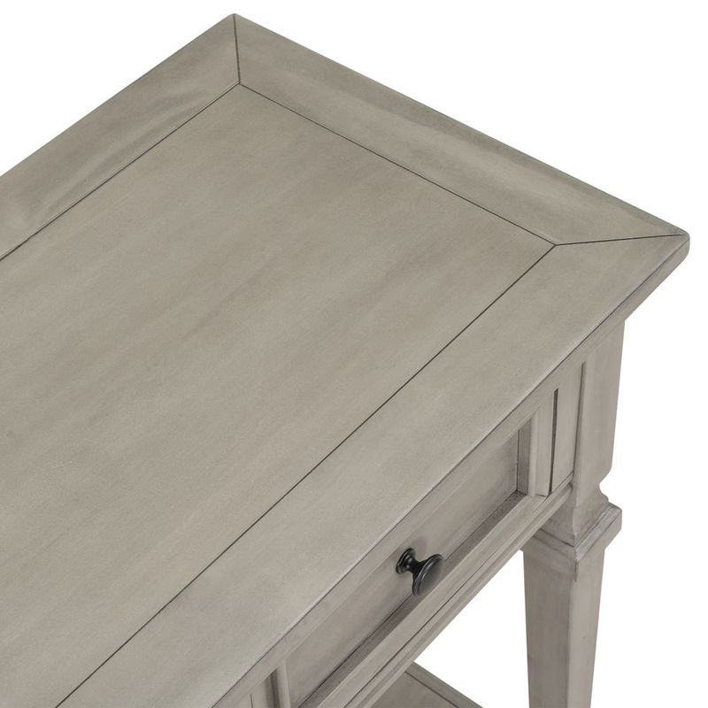 TREXM Classic Retro Style Console Table With Three Top Drawers And Open Style Bottom Shelf, Easy Assembly (Gray Wash)_voghion.com