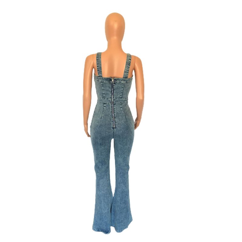 Damenbekleidung Plattform Damenmode lässig sexy Hosenträger Denim Overall weite Beinhose Schlaghose_voghion.com