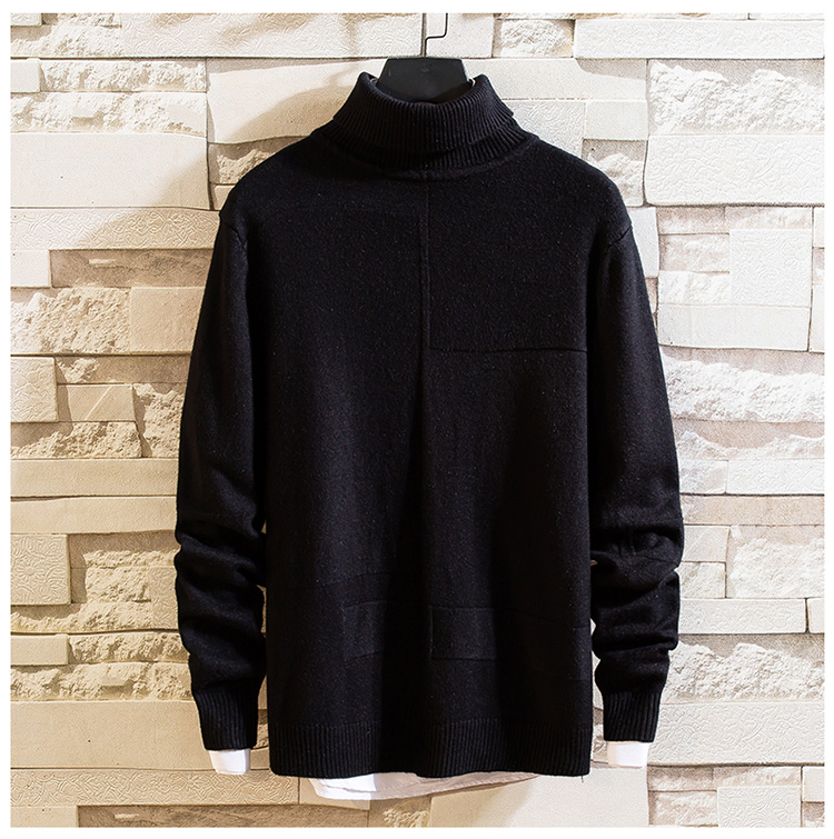 Heren Herfst- en Wintermodellen Voor- en achterkant Casual Mode Pullover Coltrui Slim-fit Sweater Buitenlandse Handel Lopende hoeveelheid_voghion.com