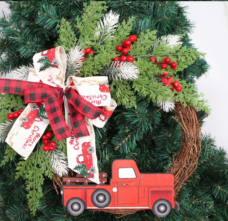 Ghirlanda di simulazione natalizia ciondolo ad anello in rattan decorazioni natalizie fiocco per auto rossa decorazione per appendere la porta_voghion.com