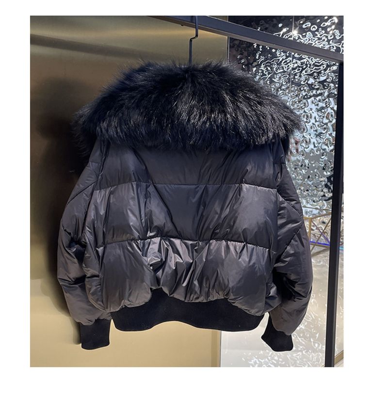 Damenbekleidung Wintermantel Damenmode kurze Daunenjacke Damen High-End-Damen 90 weiße Entendaunen Fuchspelzkragen_voghion.com