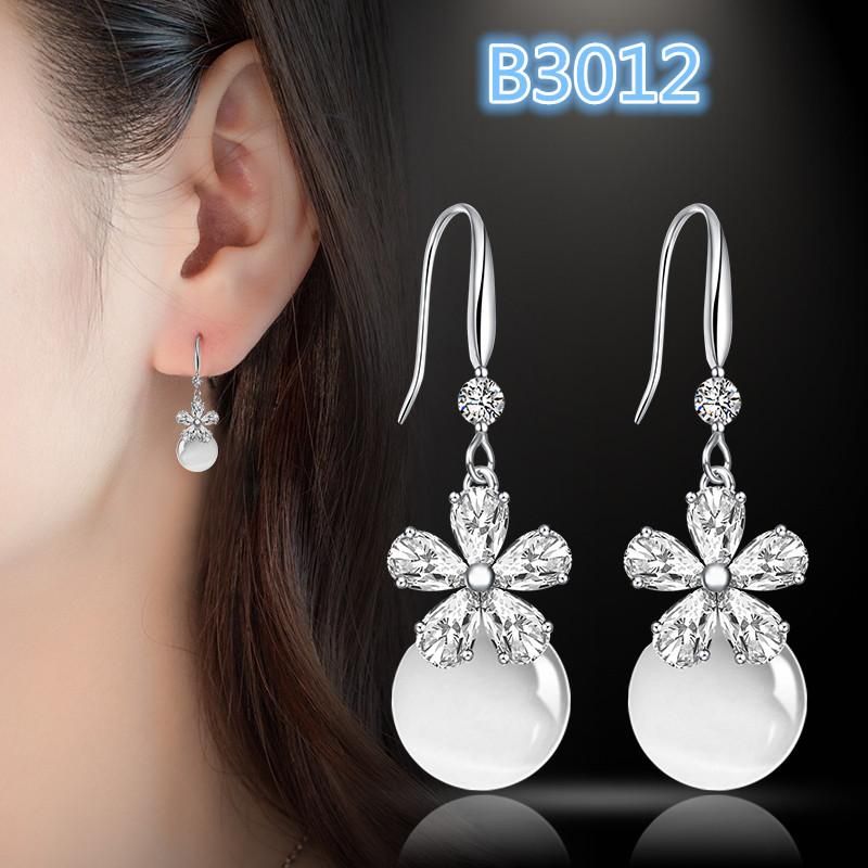 Orecchini in argento S925, orecchini di perle, orecchini di cristallo per ragazze, donne e signore_voghion.com