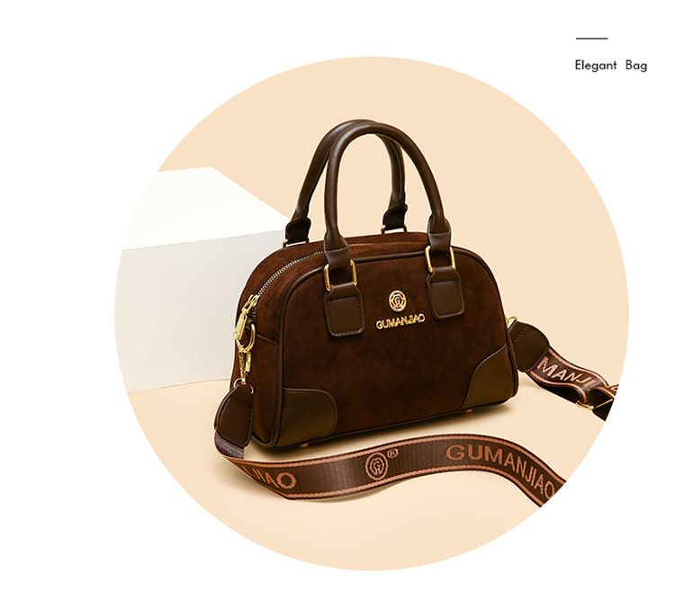 Borsa a tracolla Boston con design retrò, borsa a mano, borsa da pendolare, borsa a tracolla con texture smerigliata_voghion.com