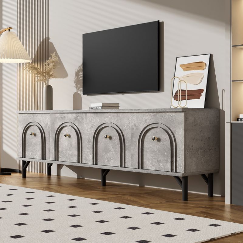 Modernes 4-türiges TV-Board In Grau, 160 Cm, Con Soft-Close-Scharnieren, Für Wohnzimmer_voghion.com